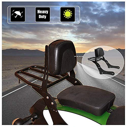 Motorrad Schwarz Stahl Heckgepäck Gepäckträger Halterung Adapter mit Soziusrückenlehne Kissenpolster für Vulcan S VN EN 650 VN650 EN650 2015 2016 2017 2018 2019 2020 2021 2022