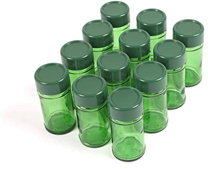 Lot de 12 pots à épices en verre vides pour thé et épices Vert