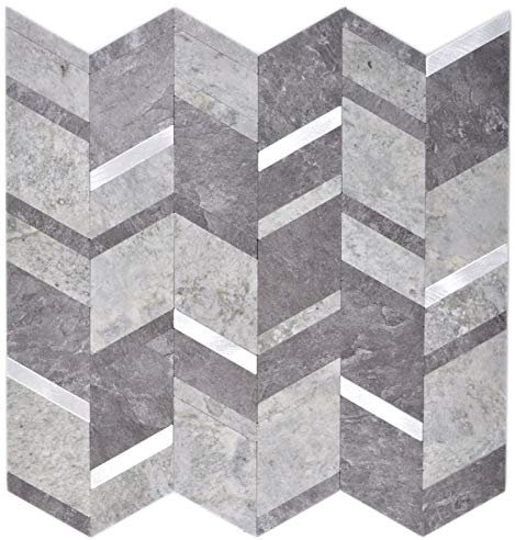 selbstklebende Wandverkleidung Fliesenspiegel Vinyl Steinoptik Pfeiloptik grau anthrazit silber MOS200-4CDG
