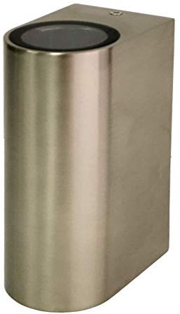 Trango IP44 Up & Down Light 8014-RS Außenstrahler in Rund Nickel matt (Edelstahl-Look) Wandleuchte, Wandstrahler aus Alu-Druckguss geeignet für 2x GU10 LED Leuchtmittel (ohne Leuchtmittel)