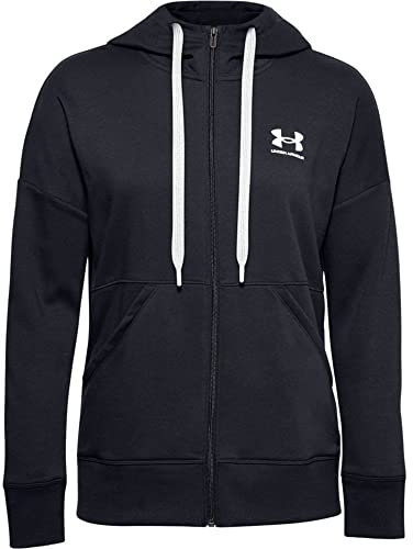 Under Armour Veste à Capuche Rival Fleece Full Zip Veste de Sport Femme Black,White,White (001) FR : M (Taille Fabricant : MD)