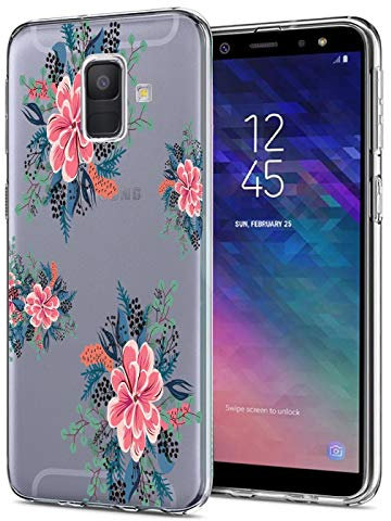 Verco Coque pour Galaxy J6 2018, Bumper Housse Etui de Protection pour Samsung Galaxy J6 (2018) Coque Silicone, la Fleur