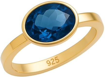 London Blautopas vergoldet 925 Silber Ring