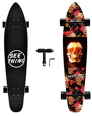 Seething longboard patineta larga de 42 pulgadas - Cruiser completo, para cruising, estilo libre y downhill. Madera de arce, 107 centímetros ABEC-11 grandes velocidades