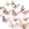 AIEX 24 Stück 3D-Schmetterlings-Aufkleber, 3 Größen, Wandaufkleber, Dekoration für Schlafzimmer, Party, Hochzeit (Roségold)
