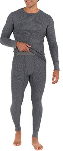 Fruit of the Loom Herren Recycled Waffle Thermal Underwear Set (Top and Bottom) Pyjamaset, Greystone Heather, 5X-Large