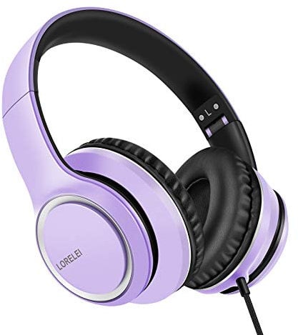 LORELEI X8 Over-Ear-Kopfhörer mit Mikrofon mit 1,45 m verwicklungsfreier Nylonschnur und 3,5-mm-Stecker, leicht, faltbar und tragbar, für Smartphone, Tablet, Computer, MP3/4,(Dunkelviolett)