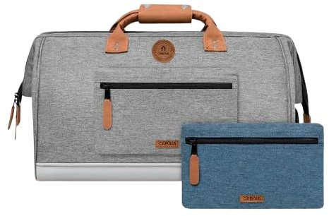 CABAÏA - Sac de Voyage Duffle Adventurer New York 36L - Compatible Bagage Cabine 45x30x29 - Déperlant & Certifié Vegan - 2 Poches - Compartiment à Chaussures - Sac Week-End, Sac de Sport - Gris