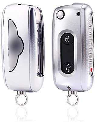 ontto Autoschlüssel Hülle Fernbedienung Cover für ?Bentley Arnage Mulsanne Continental GT Flying Spur 2 3 Tasten Alu Legierung Schlüsselhülle Schlüsselanhänger Schlüssel Schutz Etui-Silber