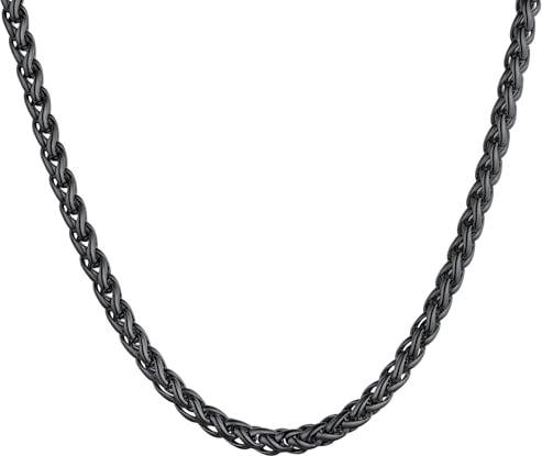 U7 Chaîne Homme Acier Inoxydable à Spiga - Largeur 3/6/9 mm- Longueur 46/51/55/61/66/71/76 cm