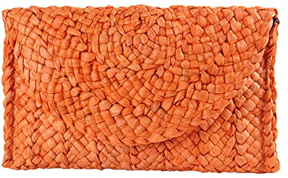 KUANG! Sac à main en paille pour femme, Orange, Taille unique