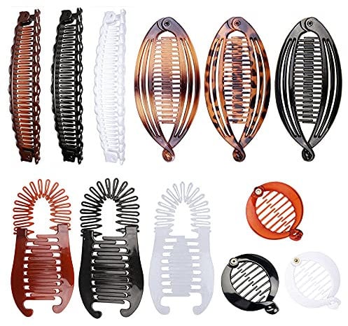 Niaciswe Bananen Haarspangen 12 Stücke Bananenspange Haare Bananenhaarspangen Damen Fischschwanz Haarspangen Fischkämme Bananengriff für Frauen Mädchen Kunststoff Bananen Clips Haar 4 Stile