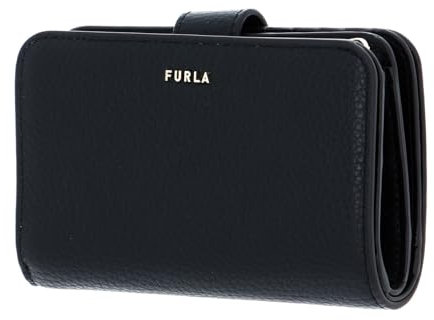 Furla Damen Geldbörse Schwarz Elegant Logo Zweifach Gefaltet Münzfach