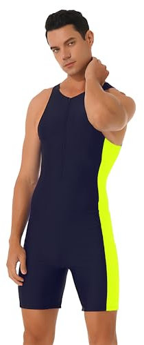 dPois Tuta da Triathlon da Uomo Costume da Bagno Rash Guard Body da Wrestling Tuta Intera da Ciclismo Classica Tri Suit Sleeveless Skinsuit Muta da Nuoto Subacquea per Allenamento Blu&Verde XL