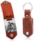 MunkiMix Porte-clés en Cuir Personnalisé Cadeaux pour Hommes Petit Ami Papa Mari Photo Date Nom Porte-clés pour la Fête des Pères-Cuir Marron Photo Noir et Blanc