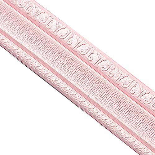 3D Wallpaper Border Stickers Self Adhesive Wall Trim Line Skirting Border Removable Foam Molding Trim Wall Room Tiles Sticker Waterproof Baseboard Wallpaper for Kitchen Bathroom (Pink, 230×8cm)