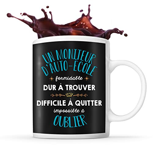 Planetee Tasse Un Moniteur d'auto-école noir | Mug cadeau ami collègue de travail, départ retraite
