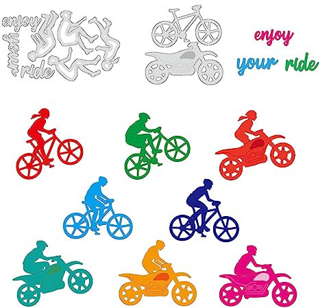 BENECREAT 2 Stil-REIT-Thema-Stanzformen Aus Karbonstahl, Fahrrad-Motorrad-Prägeschablonen-Vorlage Für Die Herstellung von Fotos, Dekorativem Papier, Scrapbooking, 0.08 cm Dick