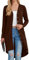 GRECERELLE Women's Long Lightweight Cardigan Long Sleeve Button Down Loose Outwear Cardigans Jacket with Pockets for Ladies UK Coffee-M