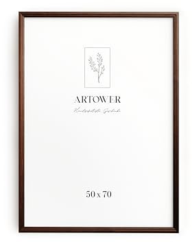 Artower® Bilderrahmen Vintage Braun Holz Rahmen für 50 x 70 cm | Posterrahmen Groß Collage | Picture Frame Vintage Brown Wood 50x70 cm | Retro Schmal Bilderrahmen | Braun Poster Rahmen