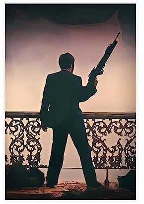 MAHWER Scarface Poster – Tony Montana Gun Poster Leinwand Poster Schlafzimmer Dekor Sport Landschaft Büro Zimmer Dekor Geschenk ungerahmt 30 x 45 cm