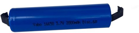 Batteria Ricaricabile a Litio 16650 Yabo HQ 3.7V 2000mhA Disc.6A Lamelle Saldare dimensioni:16mmx65mm