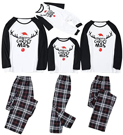 Surttan Set Di Pigiami Natalizi Pigiami Abbinati Coppia Fidanzati Sleepwear Set Merry Christmas Pigiama Invernale Felpa Senza Cappuccio + Pantaloni Larghi Natalizia Pigiama Pile Donna Invernale