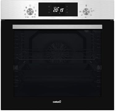 Cata Horno Multifunción MDS 8008 X con 8 Funciones. Capacidad 80 L. Display Digital. Puerta Panorámica Full Glass. Limpieza AquaSmart. Iluminación Interior. Ancho de 60 cm. Acabado en Cristal Inox