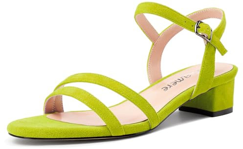 Castamere Donna Basso Chunky Blocco Gattini Tacco Heel Aperte sulla Punta Cinturino alla Caviglia Slingback Sandali Ballo Dress 3 CM Heels Verde Lime 43 EU