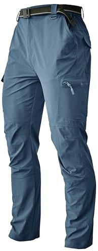 Men's Cargo Hiking Pants Lightweight Water Resistant Quick Dry Outdoor Fishing Travel Climbing Work Pants Stone Blue L