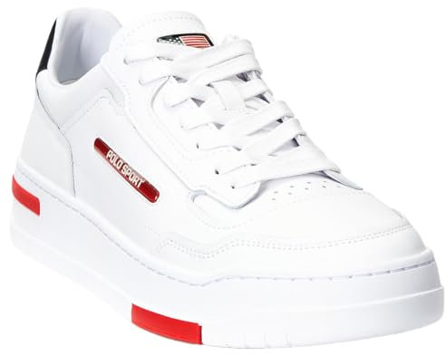 Polo Ralph Lauren Herren Ps300 Leder Sneaker, Weiss/opulenter Garten, 44 EU