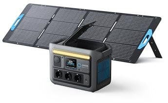 Anker SOLIX C800 station électrique portable avec panneau solaire 200 W, générateur solaire 1 200 W (1 600 W max.), recharge 58 min, batterie LiFePO4 768 Wh, en camping, en voyage, à la maison