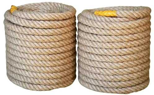 Cuerda de yute, cuerda de cáñamo, cuerda gruesa, cuerda de yute, cuerda de cáñamo, 20 mm de espesor, cubierta torcida, cuerda de yute, decoración de jardín, camping, bricolaje, rascador for gatos, cue