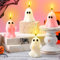 Minatee 4 Stück große rosa Halloween-Geisterkerzen, Geisterdekoration, brennende Kerzen, Duftwachskerzen, gruselige Kerzen, Geschenke für Boo Basket Stuffers, Halloween, Zimmer, Tisch,