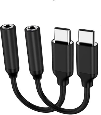 Apple MFi Certificados 2 Pack USB C a 3.5 mm Auriculares Jack Adaptador para iPhone 16/15/15 Pro/Pro Max/Plus, Tipo C Aux Dongle Cable para Samsung Galaxy S23/S23/S22/S21Ultra, MacBook, Note (Negro)