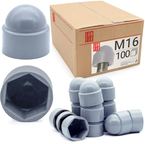 Cache écrou M16 Gris, 100 pièces, cache gris, caches vis plastique