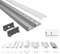 Tivendis Led Alu Profil 2 m F2 mit Zubehör für Strip/Streifen bis 14 mm breit | Abdeckung satiniert milchig | Einbau Abschlussleiste Abschlussprofil Fliesenschiene eloxiert 4er SET