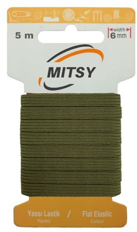 MITSY Reißfeste Gummiband Flachgummi zum Nähen Breit 6 mm 5 m Khaki | Gummibänder, Elastisch & Reißfest, Gummilitze für Handarbeit, Hosengummi, Basteln & DIY, Langlebig & Formstabil