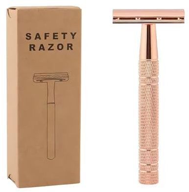 Bettinay Double Edge Safety Razor with 10PCS Razors Refills, Rose Gold Razors for Men and Women