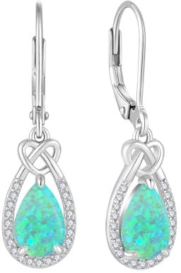 FJ Grüner Opal Hängend Ohrringe Damen 925 Sterling Silber Tropfen Ohrringe Opal Schmuck Geschenke für Frauen
