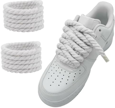 VURYAPI Lacci Corda per Air Force 1 Scarpe, 140 cm Stringhe Spesse Grossi e Grandi, Rope laces Kit per Sneaker(Bianco)