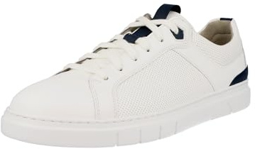 Pius Gabor Herren Sneaker Low,Halbschuhe,recyceltes Futter,Wechselfußbett,schnürschuhe,schnürer,straßenschuhe,White/Denim,45 EU / 10.5 UK