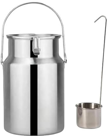 OLSKFUH 5L Stainless Steel Milk Can with Sealed Lid and Single Handle Solid Liquid Storage Container for Milk Transport Wine Pail Milk Canister Tote Jug Barrel Durable and L,5L