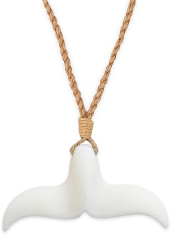 Nobel Walflosse Halskette Surferkette Hawaii Büffelhorn Walfluke SCHMUCK