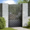 Homgoday Garden Gate Black 105x155 cm Steel Cross Design,Garden Gate Fence Fencing Privacy Metal Safety Outdoor