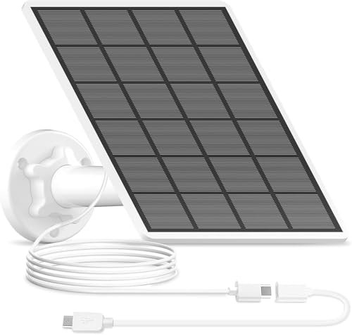 ANRAN 3W Solar Panel for Security Cameras, IP65 Waterproof Outdoor Solar Charger with 360° Adjustable Mount, 3M Micro USB & Type-C Cable, Compatible with Rechargeable Battery CCTV Cameras