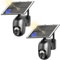 NUASI 4G LTE Security Camera Outdoor Wireless, 2K No WiFi Solar Security Camera With SIM Card【2Pack】, 360° PTZ, Colour Night Vision, PIR Motion Detection, 2 Way Talk, IP66
