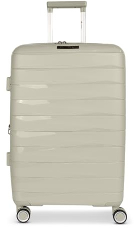 Franky Koffer Trolley | 4X 360° Rollen | Leicht | TSA-Schloss | Größen: S/M/L | modern -PP16 (Beige - L)