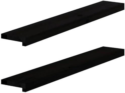 Alféizares de ventana de madera de roble macizo, 2 unidades, 100 x 15 x 2 cm, lacado marrón oscuro, perfecto para película de ventana, duradero y elegante