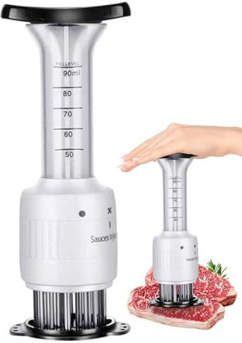 Batticane Marinadenspritze für Fleisch, Küchenspritze mit Edelstahlnadel, Marinadenspritze, Düsendüsen für tiefe Würze oder